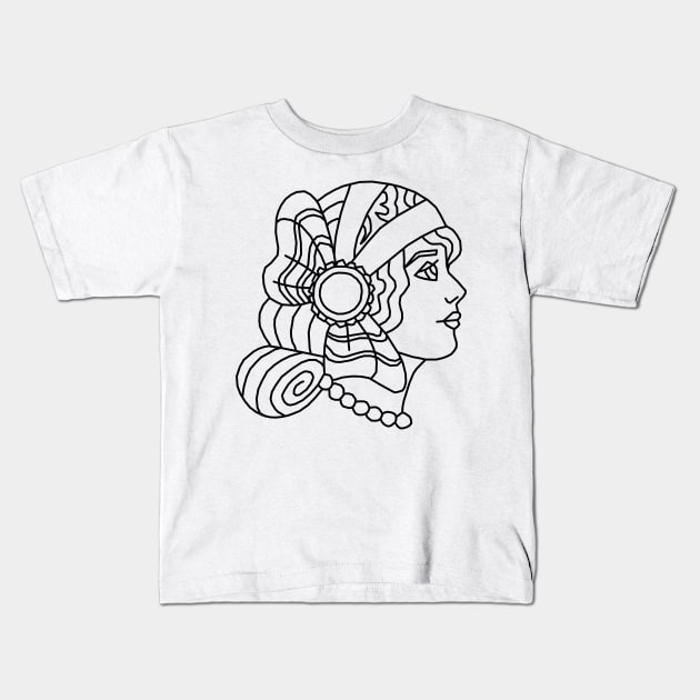 Trad Lady Head Kids T-Shirt by edajylix